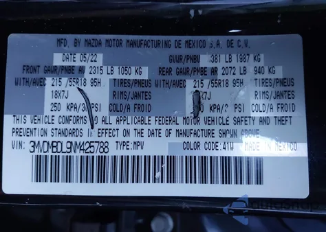 2022 Mazda Cx-30 Premium from USA, damaged, VIN 3MVDMBDL9NM425788